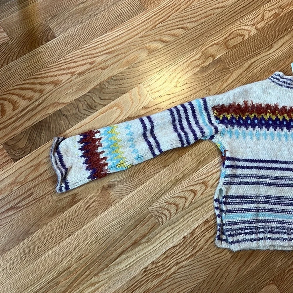 NWT Free People Festive Fairisle Pullover Sweater Size Small